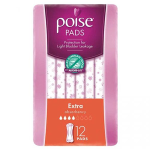 3 PACK OF Poise Pads Extra 12 Pack