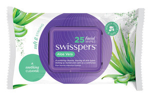 3 PACK OF Swisspers Facial Cleansing Wipes Aloe 25 Wipes
