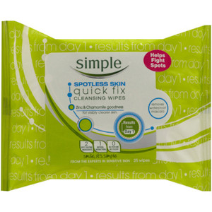 3 PACK OF Simple Spotless Facial Wipes 25 pack