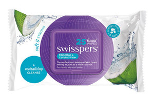 3 PACK OF Swisspers Facial Cleansing Wipes Micellar and Coconut Water 25 Wipes