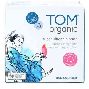 3 PACK OF Tom Organic Pad Ultra Thin Night Wings 10