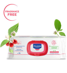 3 PACK OF Mustela Soothing Cleansing Wipes Fragrance Free 70 Wipes