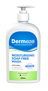 3 PACK OF Dermeze Moisturising Soap Free Wash 500ml