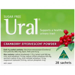 3 PACK OF Ural Effervescent Powder Cranberry 4g 28 Packs