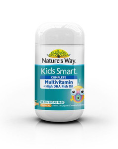 3 PACK OF Natures Way Kids Smart Complete Multivitamin + Fish Oil 50 Capsules