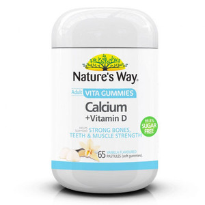 3 PACK OF Natures Way Adult Vita Gummies Calcium + Vitamin D Sugar Free 65 Pastilles