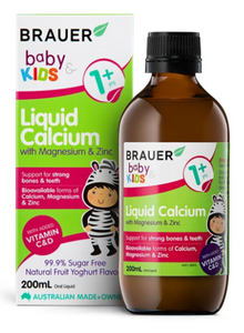 3 PACK OF Brauer Baby & Kids Liquid Calcium With Magnesium & Zinc 200ml