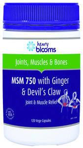 3 PACK OF Henry Blooms MSM 750 with Ginger & Devils Claw 120 Capsules