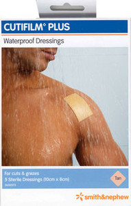 3 PACK OF Cutifilm Plus Waterproof Dressings - Tan 10X8Cm 5 Pack