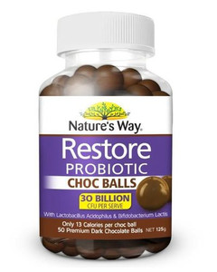 Natures Way Restore Probiotic 30 Billion Choc Balls 50 Pieces