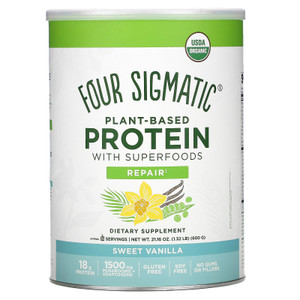 Four Sigmatic, Plant-Based Protein with Superfoods, Sweet Vanilla, 1.32 lbs (600 g),Four Sigmatic, Plant-Based Protein with Superfoods, Sweet Vanilla, 1.32 lbs (600 g)