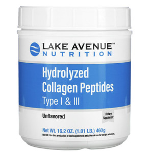 Lake Avenue Nutrition, Hydrolyzed Collagen Peptides, Type I & III, Unflavored, 1.01 lb (460 g),Lake Avenue Nutrition, Hydrolyzed Collagen Peptides, Type I & III, Unflavored, 1.01 lb (460 g)