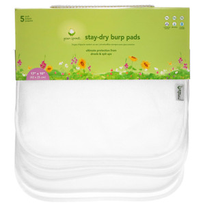 Green Sprouts, Stay-Dry Burp Pads, White, 5 Pack,Green Sprouts, Stay-Dry Burp Pads, White, 5 Pack