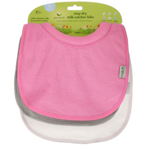 Green Sprouts, Stay Dry Milk Catcher Bibs, 0-6 Months, Pink Grey, 3 Pack,Green Sprouts, Stay Dry Milk Catcher Bibs, 0-6 Months, Pink Grey, 3 Pack