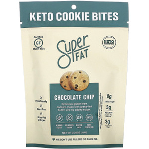 3 PACK OF SuperFat, Keto Cookie Bites, Chocolate Chip, 2.25 oz (64 g),SuperFat, Keto Cookie Bites, Chocolate Chip, 2.25 oz (64 g)