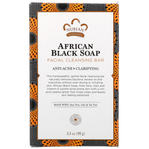 3 PACK OF Nubian Heritage, African Black Soap, Facial Cleansing Bar, 3.5 oz (99 g),Nubian Heritage, African Black Soap, Facial Cleansing Bar, 3.5 oz (99 g)