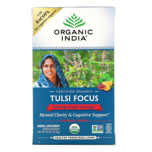 3 PACK OF Organic India, Tulsi Focus, Pomegranate Orange, 18 Infusion Bags, 1.31 oz (37.26 g),Organic India, Tulsi Focus, Pomegranate Orange, 18 Infusion Bags, 1.31 oz (37.26 g)