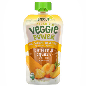 3 PACK OF Sprout Organic, Veggie Power, Butternut Squash with Peach & Pineapple, 4 oz ( 113 g),Sprout Organic, Veggie Power, Butternut Squash with Peach & Pineapple, 4 oz ( 113 g)
