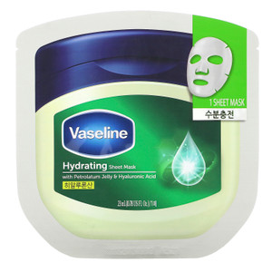 3 PACK OF Vaseline, Hydrating Sheet Mask with Petrolatum Jelly & Hyaluronic Acid, 1 Sheet Mask, 0.78 fl oz (23 ml),Vaseline, Hydrating Sheet Mask with Petrolatum Jelly & Hyaluronic Acid, 1 Sheet Mask, 0.78 fl oz (23 ml)