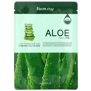 3 PACK OF Farmstay, Visible Difference Mask Sheet, Aloe, 1 Sheet, 0.78 fl oz (23 ml),Farmstay, Visible Difference Mask Sheet, Aloe, 1 Sheet, 0.78 fl oz (23 ml)