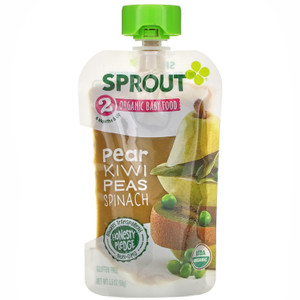 3 PACK OF Sprout Organic, Organic Baby Food, 6 Months & Up, Pear Kiwi Peas Spinach, 3.5 oz (99 g),Sprout Organic, Organic Baby Food, 6 Months & Up, Pear Kiwi Peas Spinach, 3.5 oz (99 g)