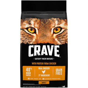 Crave Satisfy Their Nature Adult Cat Food Chicken -- 10 lb