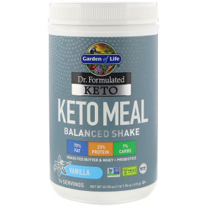 Garden of Life, Dr. Formulated Keto Meal Balanced Shake, Vanilla, 1.48 lbs (672 g)