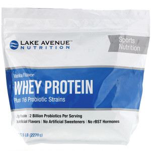 Lake Avenue Nutrition, Whey Protein + Probiotics, Vanilla Flavor, 5 lb (2270 g)