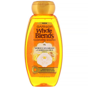 3 PACK of Garnier, Whole Blends, Illuminating Shampoo, Moroccan Argan & Camellia Oils Extracts, 12.5 fl oz (370 ml)