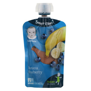 3 PACK of Gerber, Smart Flow, 12+ Months, Banana, Blueberry, 3.5 oz (99 g)