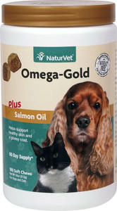 NaturVet Omega-Gold Plus Salmon Oil For Dogs and Cats -- 180 Soft Chews