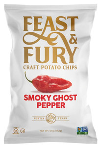 Feast & Fury Craft Potato Chips Smoky Ghost Pepper -- 5 oz Each / Pack of 6