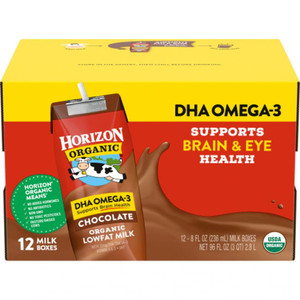 Horizon Organic DHA Omega-3 Lowfat Milk Boxes Chocolate -- 8 fl oz Each / Pack of 12