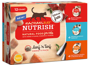 Rachael Ray Nutrish Surf 'n Turf Grain Free Wet Cat Food Variety -- 12 Cups