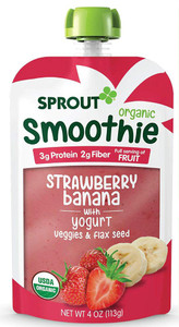 Sprout Organic Baby Food Organic Toddler Smoothie with Yogurt Strawberry Banana -- 4 oz Each / Pack of 6