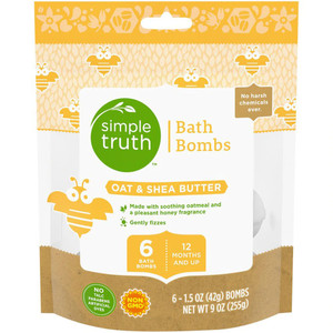 3 PACK of Simple Truth Baby Bath Bombs Oat & Shea Butter -- 6 Pieces