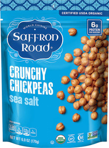 3 PACK of Saffron Road Crunchy Chickpeas Gluten Free Sea Salt -- 6 oz