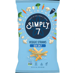 3 PACK of Simply 7 Veggie Straws Sea Salt -- 6 oz