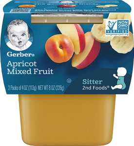 3 PACK of Gerber 2nd Foods Apricot Mixed Fruit -- 2 Packs