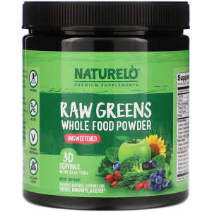 NATURELO, Raw Greens, Whole Food Powder, Unsweetened, 8.5 oz (240 g)