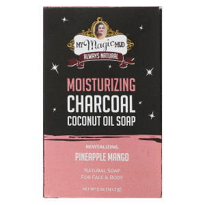 3 PACK OF My Magic Mud, Moisturizing Charcoal, Coconut Oil Soap, Revitalizing Pineapple Mango,  5 oz (141.7 g)