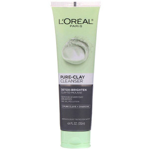 L'Oreal, Pure-Clay Cleanser, Detox-Brighten, 3 Pure Clays + Charcoal, 4.4 fl oz (130 ml)