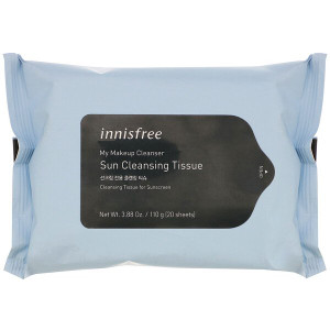 3 PACK OF Innisfree, My Makeup Cleanser, Sun Cleansing Tissue, 20 Sheets, 3.88 oz (110 g)
