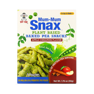 3 PACK OF Hot Kid, Mum-Mum Snax, Baked Pea Snacks, For Ages 24 Months+, Apple Cinnamon,  5 Pouches, 1.76 oz (50 g)