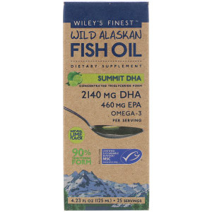 Wileys Finest, Wild Alaskan Fish Oil, Summit DHA, Natural Lime Flavor, 4.23 fl oz (125 ml)