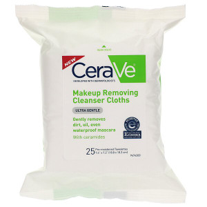 CeraVe, Makeup Removing Cleanser Cloths, Ultra Gentle, 25 Pre-Moistened Towelettes