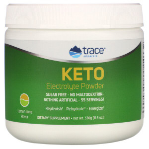 Trace Minerals Research, Keto Electrolyte Powder, Sugar Free, Lemon Lime Flavor, 11.6 oz (330 g)