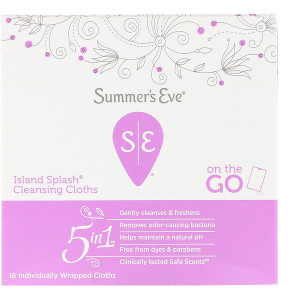 3 PACK OF Summers Eve, 5 in 1 Cleansing Cloths, Island Splash, 16 Individually Wrapped Cloths