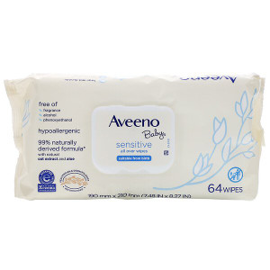 3 PACK OF Aveeno, Baby, Sensitive, All Over Wipes,  64 Wipes