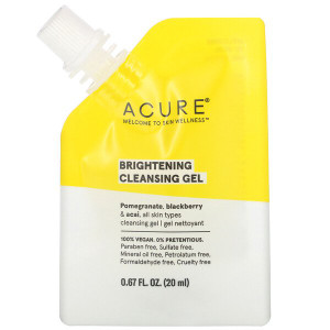 3 PACK OF Acure, Brightening Cleansing Gel, 0.67 fl oz (20 ml)
